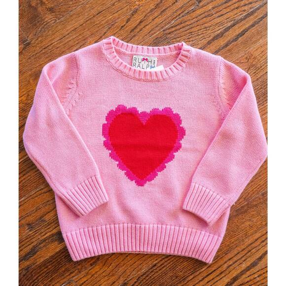NEW RUTH AND RALPH girls scalloped heart sweater in pink